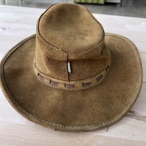 Rogue Hat Cowboy Suede Brown Wide Brim Strap Back Mens Outdoor Hiking